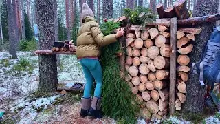Woman Alone in a Secret Winter Shelter | Surviving Extreme Cold, part 4 
