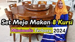 Meja Makan BULAT 8 kursi Bisa Diputar Kayu Jati Grade A
