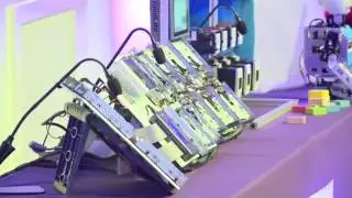 Danielle George demonstrates the Robot Orchestra at the Cockcroft Rutherford Lecture