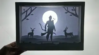 3D ram ji paper cut shadow box how to make 😍 #3dpapercraft #shadowbox #tutorial 