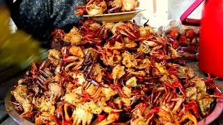 Snail curry and Fried Crabs, Cambodian Country Foods at the Village Community Market