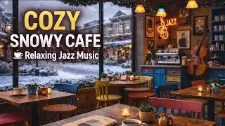 Morning Coffee Shop ☕ Relaxing Jazz & Snowfall [Study BGM / 勉強用BGM / 공부용]
