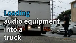 Loading audio equipment into a truck  in TOKYO