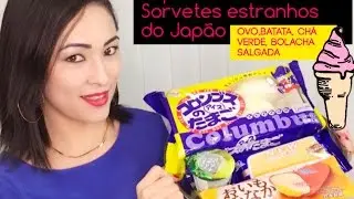 Experimentando sorvetes estranhos do Japão /de Ovo batata cha verde bolacha salgada.