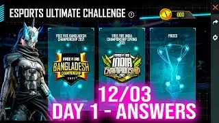 Esports Ultimate Challenge | Day 1 Answers - 12/03 | Phantom Executioner Bundle | Garena Free Fire 🔥