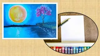 🌕Super Moon / Oil Pastel Painting Ideas / Easy & Simple Learning Methods For Kids/ How To Colour