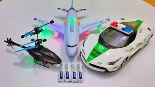 3D Lights Police Car and 3D Lights Airbus A380 | airbus a38O | aeroplane | police car | helicopter