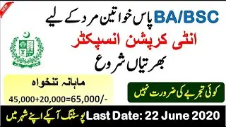 PPSC Anti Corruption Department Inspector Jobs 2020