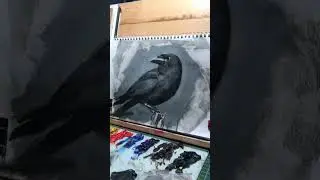 Crow Oil paint on paper #oilpainting #sketch #sketchbook #painting #art