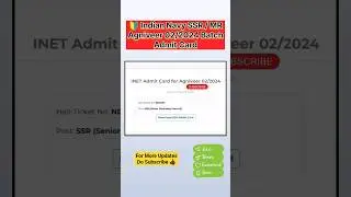 Indian Navy SSR / MR Agniveer 02/2024 Batch Admit Card Released #navy #2024 #viral #exam #ytshorts