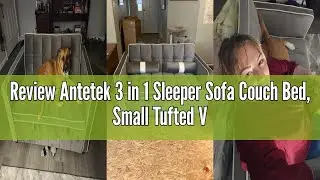 Review Antetek 3 in 1 Sleeper Sofa Couch Bed, Small Tufted Velvet Convertible Loveseat Futon Sofa w/