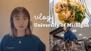 [Umich VLOG] A day in the University of Michigan 미시간 공대생 라이프| One pan shrimp pasta, School gym