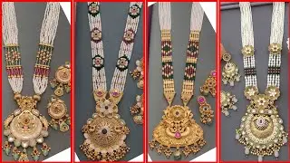 💫💫💫Elegant Gold Plated Kundan/Pearl Long Necklace Set Long Indian Gold Mala Necklace