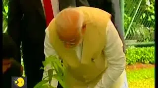PM Modi plants a sapling at the President's Secretariat in Colombo, Sri Lanka