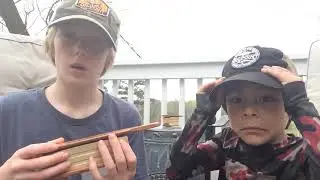 Teaching my little brother how to use a box call turkey