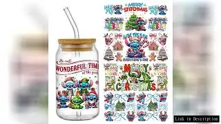 Christmas Gift Decoration Stitch Cartoon UV DTF Sticker For 16oz Cup Wrap Transfer Decal Sticker Lab