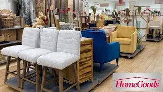 HOMEGOODS SHOP WITH ME ARMCHAIRS TABLES CONSOLES BAR STOOLS HOME DECOR SHOPPING STORE WALK THROUGH