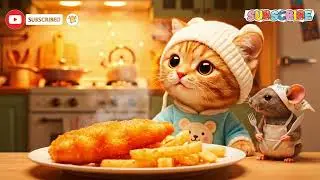 Cute Cat Chef Cooks Ultimate Fish & Chips | Adorable Kitten Cooking Animation #CuteCats #viralvideo