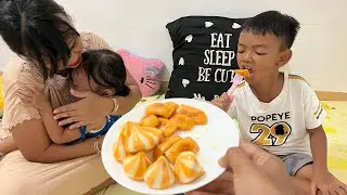 ifal menthul dan bunda nya mukbang jajanan dumpling dan sosis enak banget ‼️