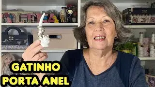 Porta Anel Gatinho - Biscuit