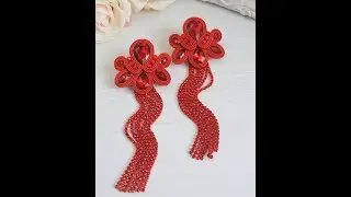 Red Soutache Crystals Earrings