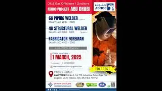 Urgent Hiring: Welders & Fabricators | ADNOC Project | UAE Jobs | Apply Now!