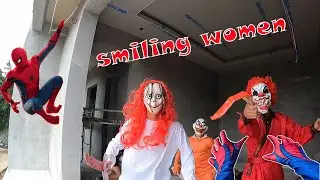 4 Spider Man Escape From SMILING WOMAN Dancing In abandoned house - (    Mystery POV )