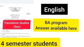 English ( Translation studies ) Answer | BA program | 4 semester |