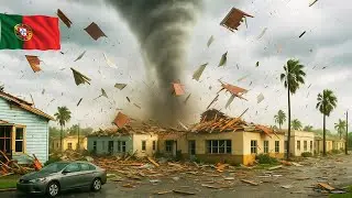 Powerful Tornado Hit Portugal! Homes Destroyed and Cars Flip Over in Albufeira
