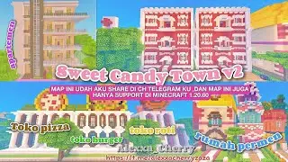 🎀₊˚map download sweet candy town V2 by alexxa 😱🌿map nya aesthetic dan lucu bngt 😱#minecraftbuilding