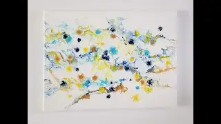 String Dip & Drip.  Light and Airy    ~~~~Paint Pouring ~ 🎨🎨🎨