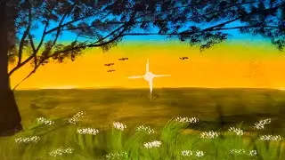 Golden Horizon | Peaceful Countryside Landscape Painting