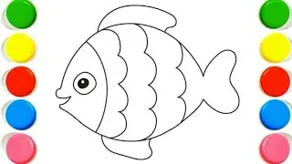 Cute Rainbow Fish Drawing, Painting & Coloring For Kids and Toddlers_ Kids Art