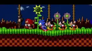 knuckles running away from shin sonic but I had everyone else