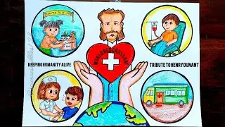 World Red Cross Day Poster Drawing| Red Cresent Day Drawing| May 8 Red Cross| Henry Dunant Founder