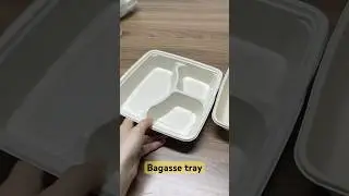 GREENOLIVE Compostable 3 Compartment Paper Plates Disposable White Biodegradable Container Food Tray