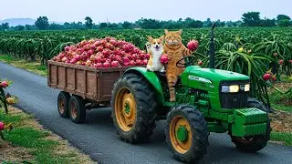Mama Cat Rescues Lost Corgi During Dragon Fruit Harvest, Brings Corgi home safe ❤️🐶🐱