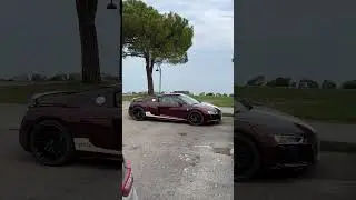 Brown Audi R8 from Germany parked up on Lake Garda, Italy