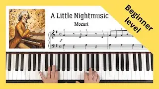 MOZART - A Little Nightmusic piano tutorial. Beginner Level