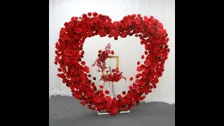 Red Rose Artificial Flower Arrangement Wedding Arch Decor heart-shaped Backdrop #floraldesign #diy