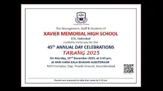Xavier Memorial High School | TARANG 2025 - 45th Annual Day Celebrations | LIVE