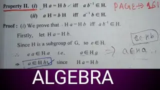 B.sc 2nd year Algebra subgroup  properties-(ii) of Cosets chap-02