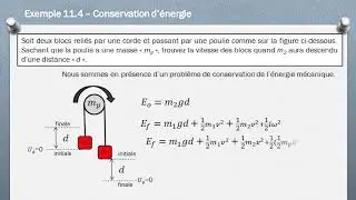 La machine d'Atwood par l'énergie incluant la masse de la poulie (exemple)