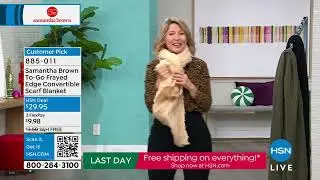 Samantha Brown ToGo Frayed Edge Convertible Scarf Blanket