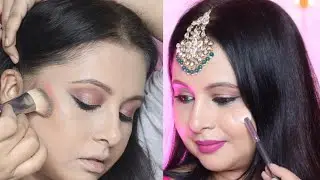 मेकअप कैसे करें? Easy Step Winter Wedding Makeup Tutorial | MAGENTA GREEN SAREE | Kaur Tips
