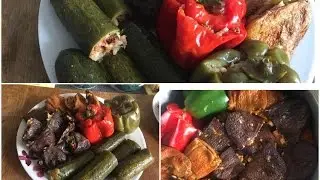 stuffed courgette & pepper.. stuffed dried aubergine and dried pepper(dolma)