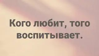 Кого любит, того воспитывает.