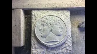 Roman God Janus coin - Carved in Stone - Coin collecting - Traditional stone carving