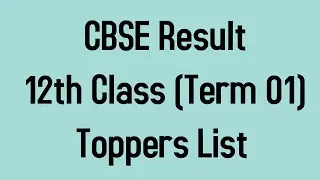 Chemistry CBSE Result 12th Class Term 01 Topper List 2021-2022