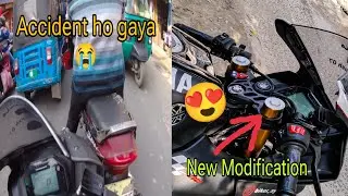 Yamaha R15 V4 Lowering the front forks 😍🔥 | Accident ho gaya 💔😭
